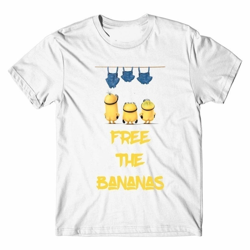 Minions Free The Bananas Funny Cartoon Cute Retro Fan Unisex T-Shirt